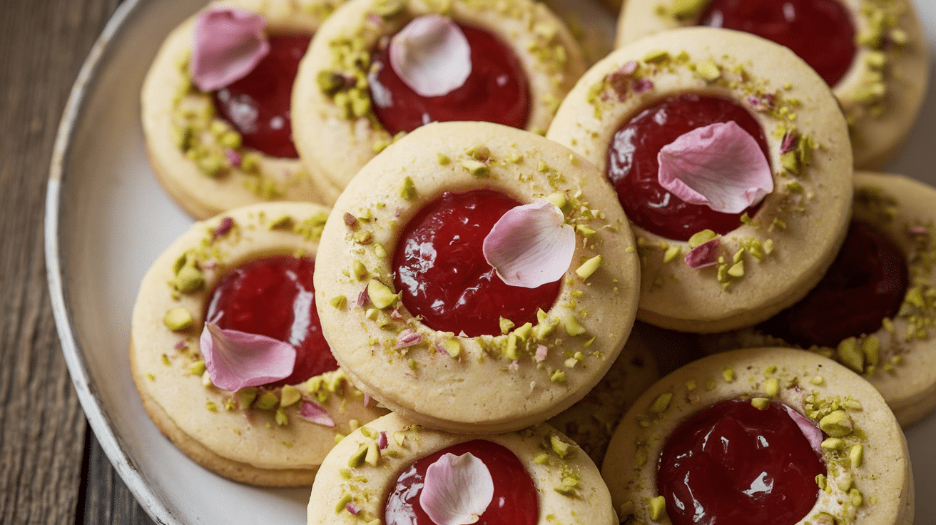 Romantic & Fragrant Almond Rose Thumbprint Cookies Recipe