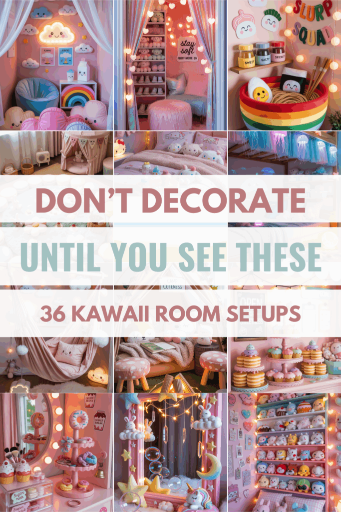 Discover 36 Kawaii Room Ideas to transform your space with cute vibes. From Kawaii Aesthetic Pink inspiration to Cutecore Furniture layouts, this post is full of ideas for your Cute Kawaii Bedroom or Aesthetic Bedroom Kawaii setup. Whether you’re into Cutecore Bedroom design, Cute Bedroom Ideas, or want to explore a full Kawaii Cutecore Room concept, these Kawaii Room aesthetics bring charm to every corner.
