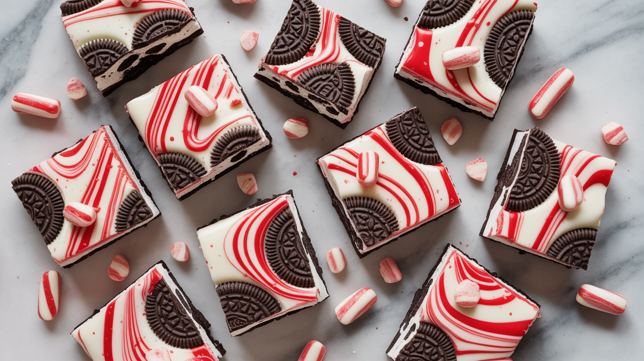 Festive Candy Cane Oreo Bark Bombs