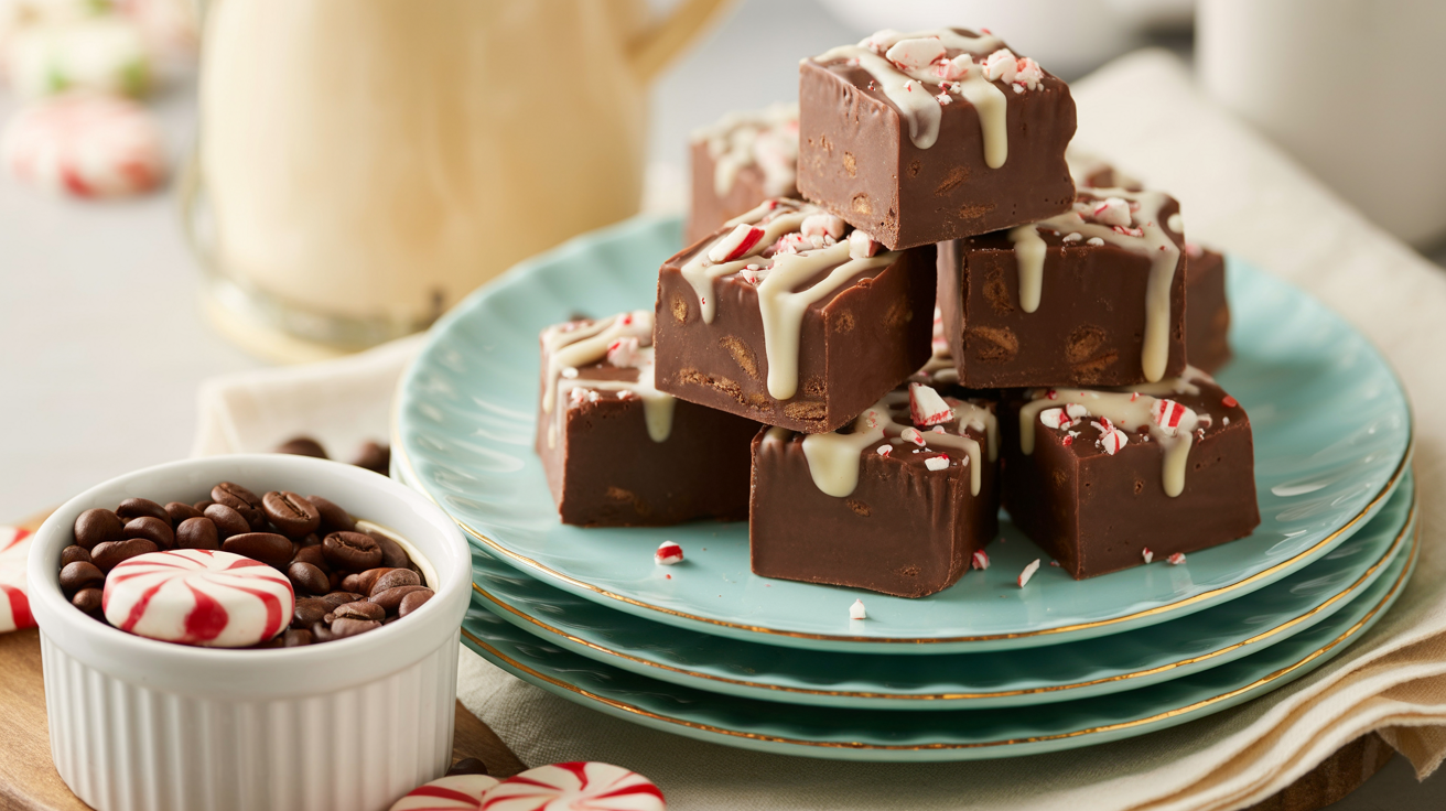 Creamy Peppermint Mocha Fudge Bites