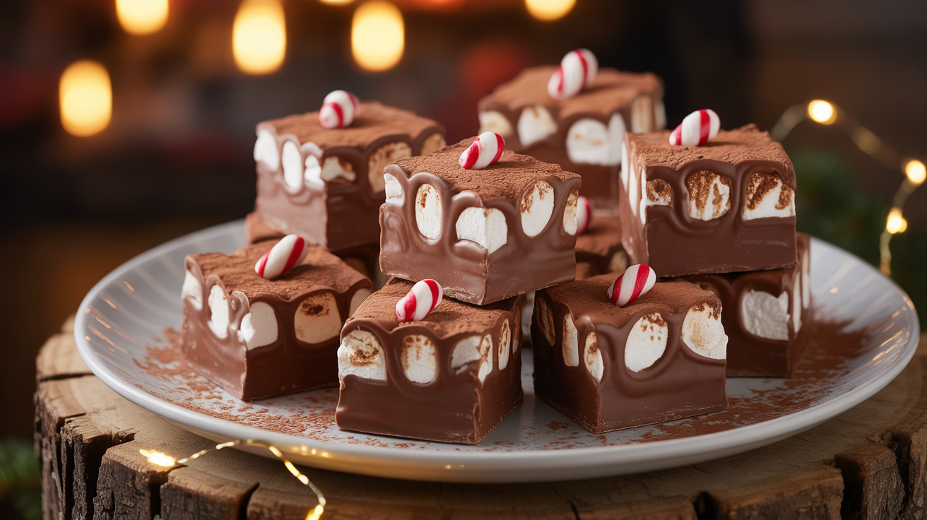 Cozy Hot Cocoa Marshmallow Fudge Squares