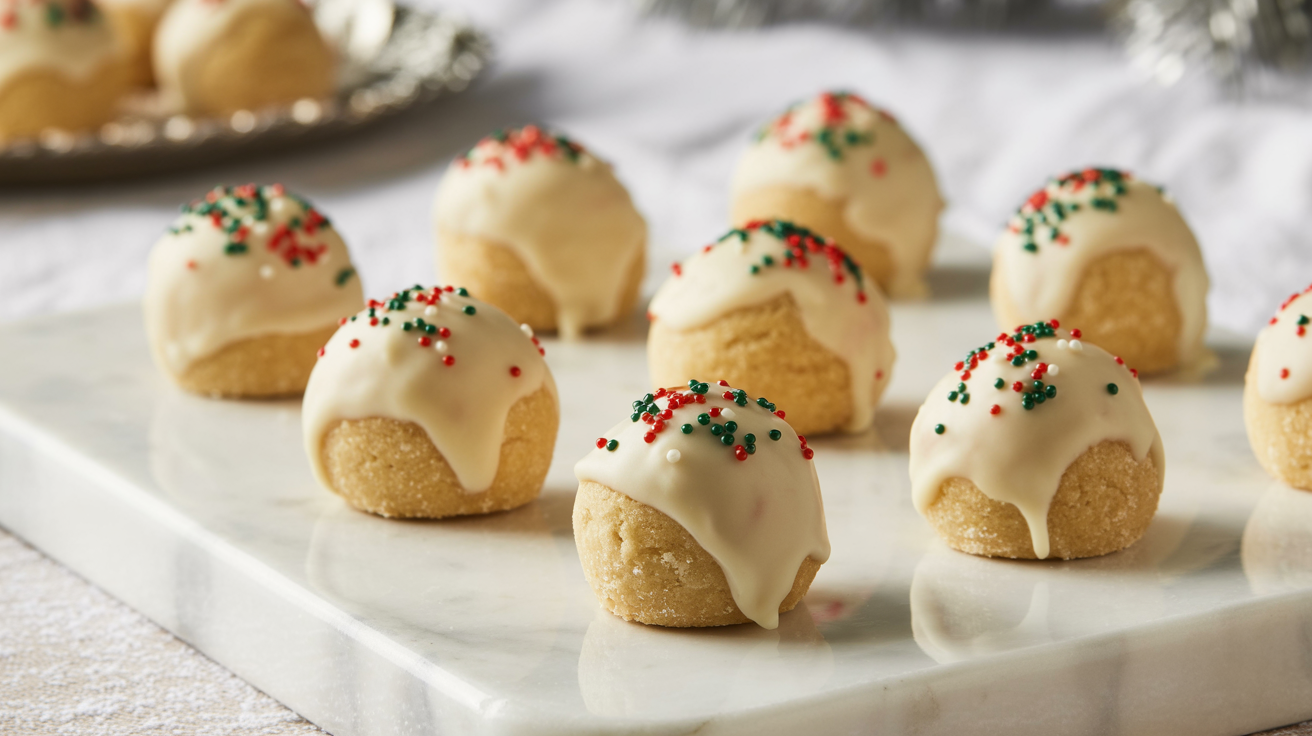 Festive Frosted Sugar Cookie Truffle Bites