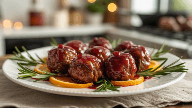 Festive Slow Cooker Cranberry-Glazed Meatballs