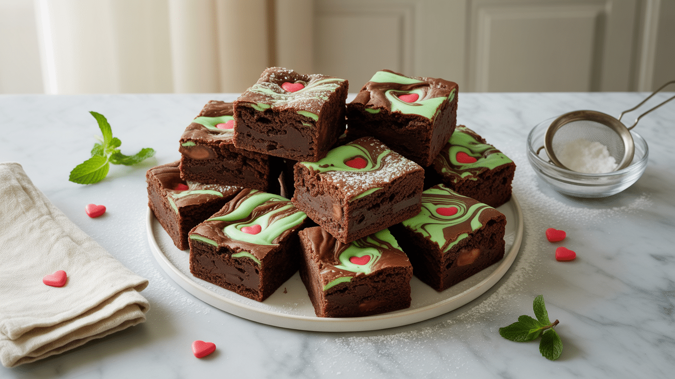 Vibrant Grinchy Mint Swirl Brownies