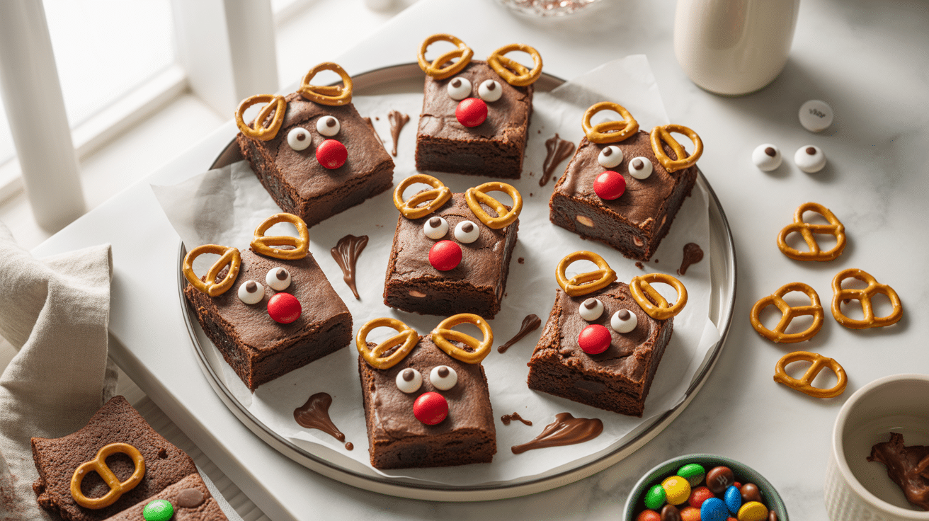 Adorable Reindeer Antler Brownie Squares