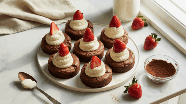 Festive Santa Hat Strawberry Brownies