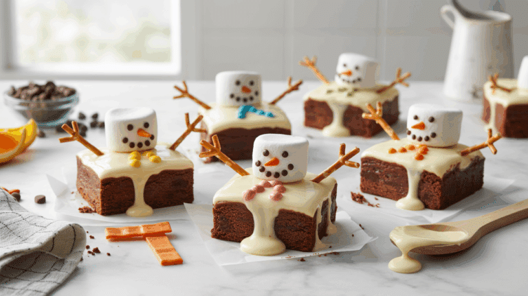 Whimsical Frosty’s Melted Snowman Brownie Squares
